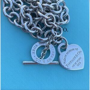 Tiffany Co Return T&co Toggle Heart Tag Heavy Chain Choker Necklace Silver 69.5g